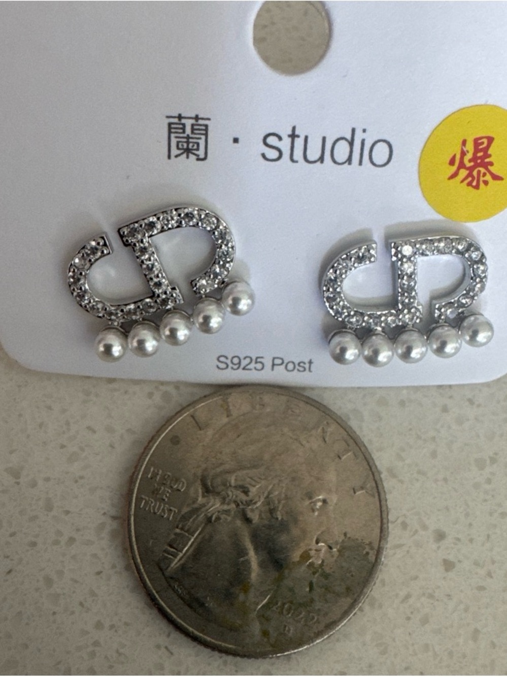 Crystal & Pearl Accent Stud Earrings